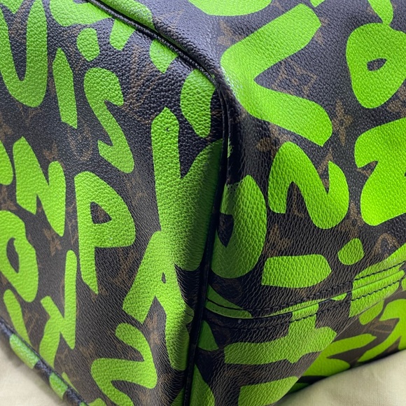 Louis Vuitton x Stephen Sprouse Graffiti Neverfull Gm Neon Green Tote Bag Rare - Picture 4 of 16